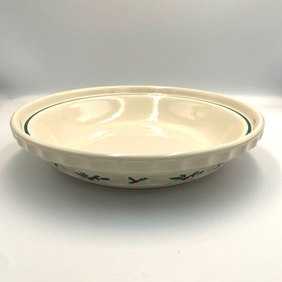 Vintage Longaberger Pottery Traditional Holly Pie Plate #31381 Original Box 1994 - Picture 1 of 7